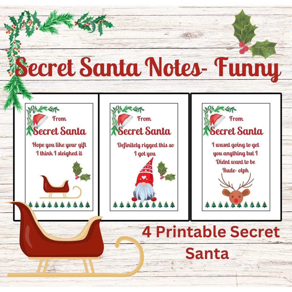 secret santa notes for coworkers free printable