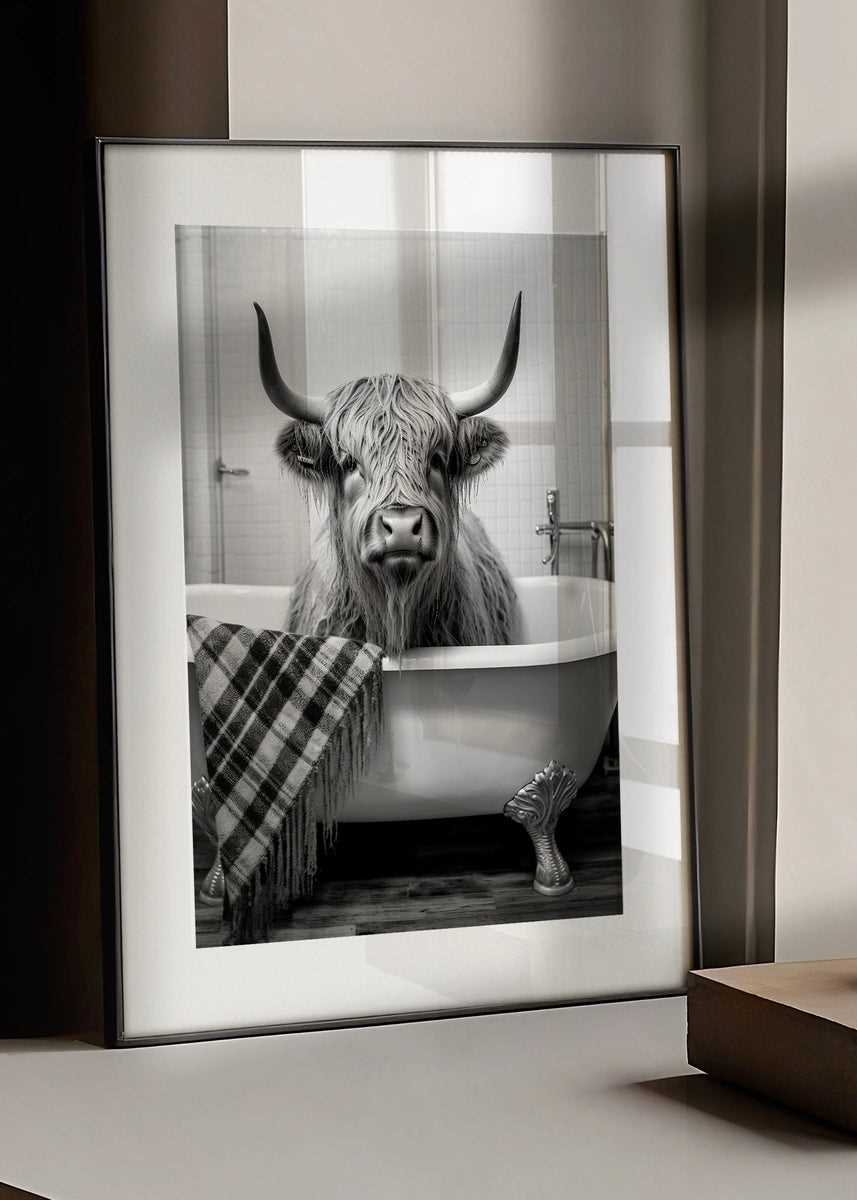 highland cow in bathtub printable