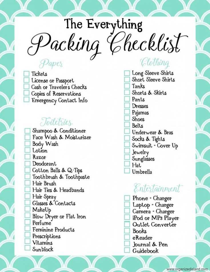 printable vacation list printable vacation list