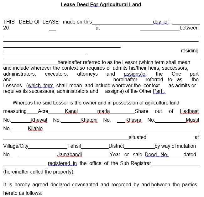 free printable land lease agreement
