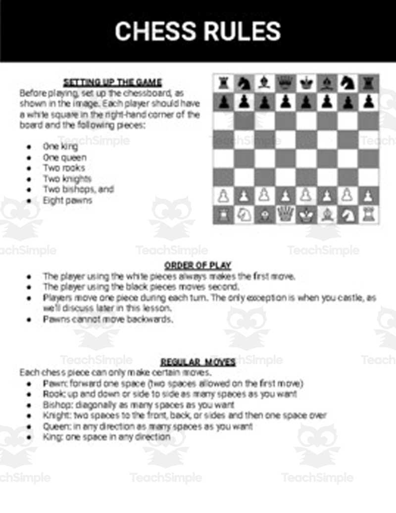 printable chess rules printable chess rules