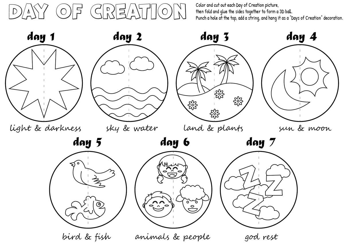 days of creation printable