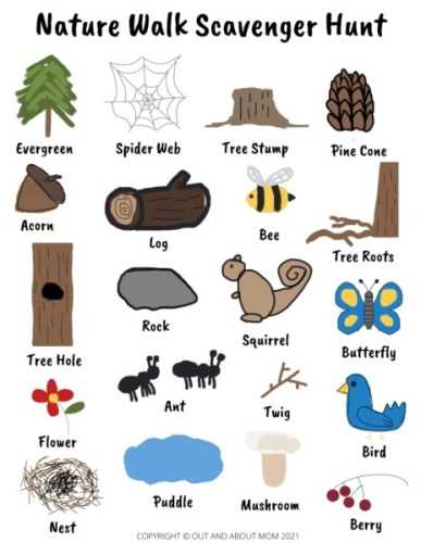 nature walk scavenger hunt free printable