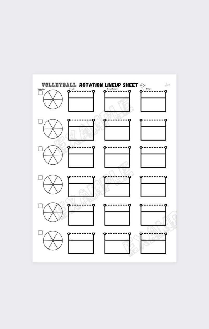 volleyball lineup sheets printable