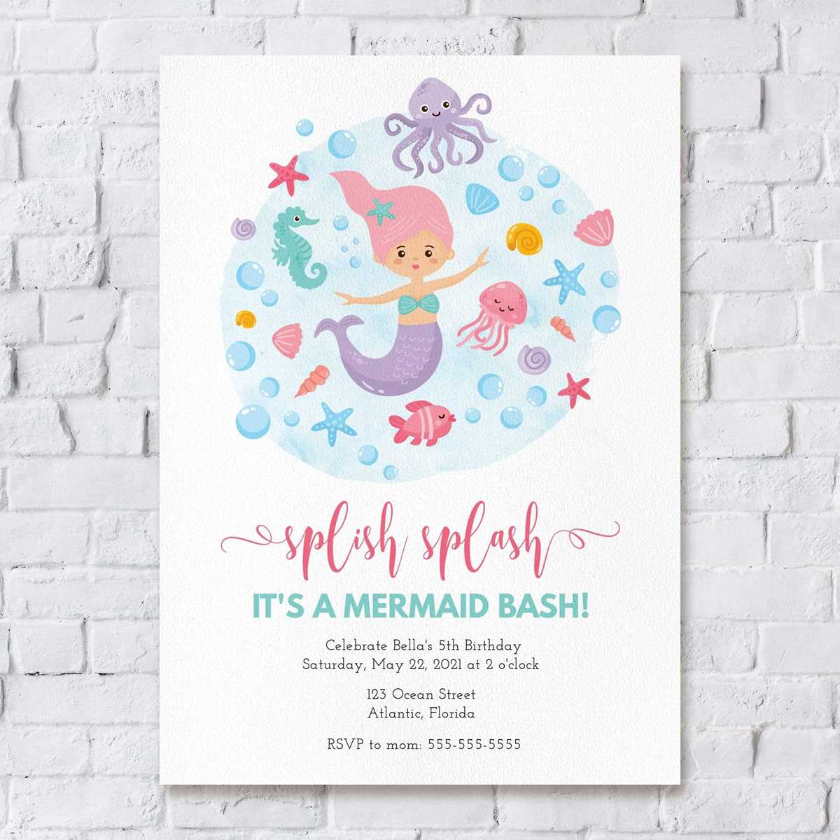printable mermaid birthday invitations printable mermaid birthday invitations