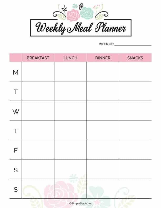weekly meal planner printable
