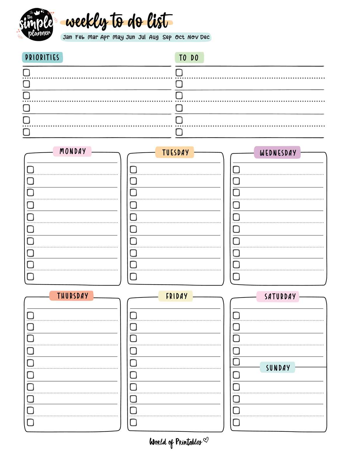 weekly to do list printable free
