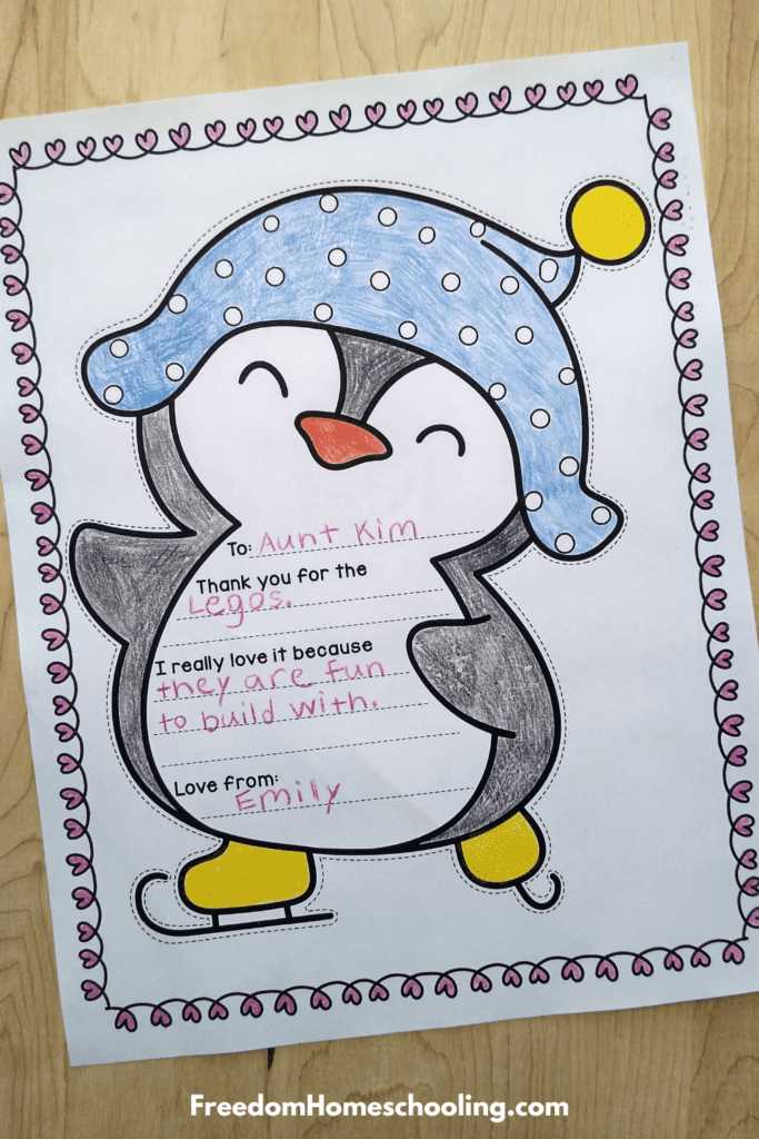 winter thank you note printable