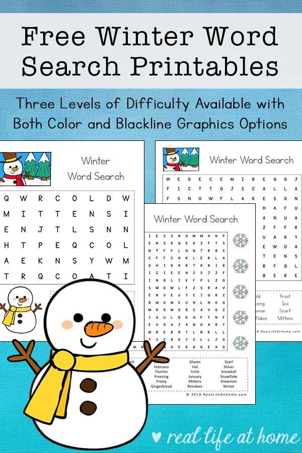 winter word puzzles printable