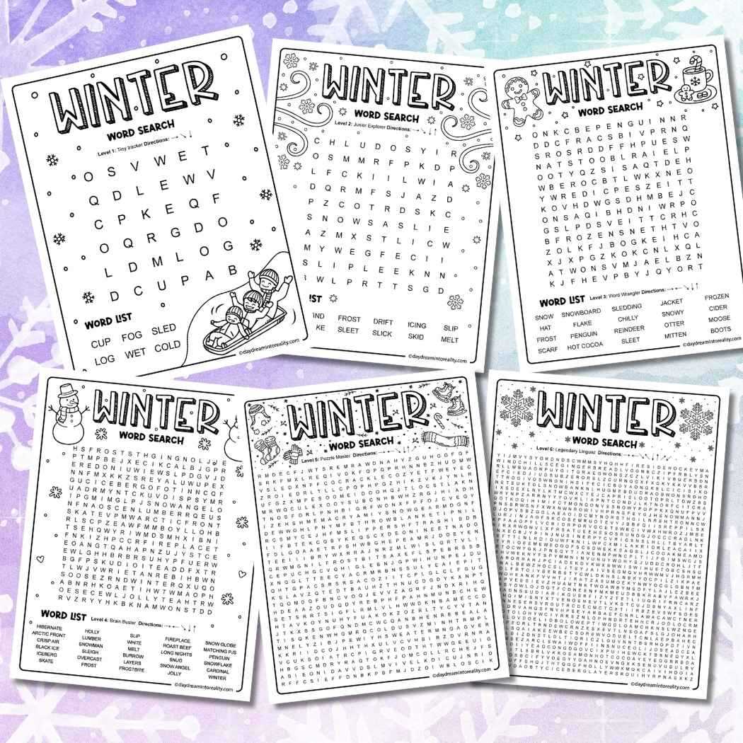 winter word search printable