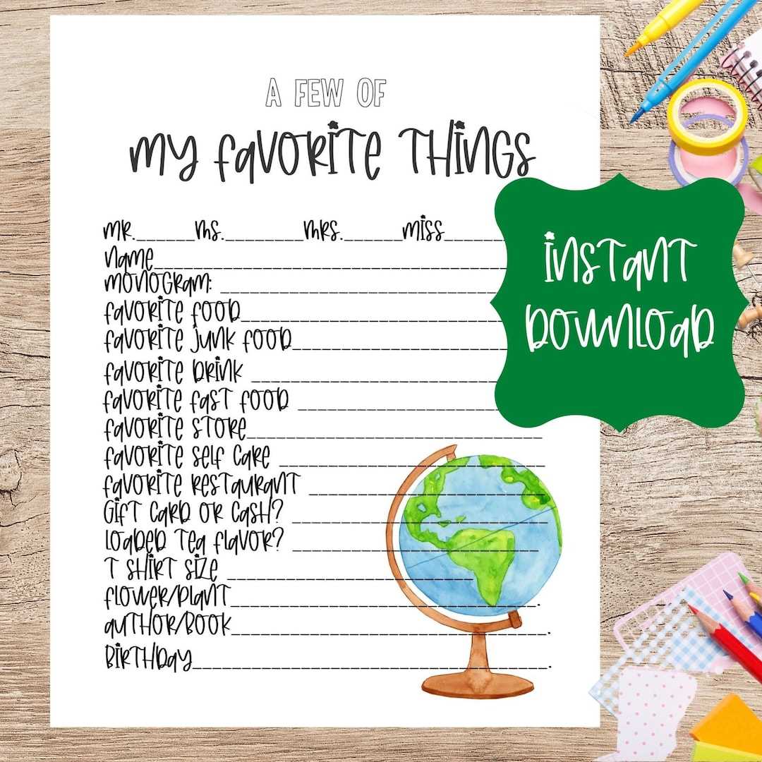 free printable teacher favorite things free printable teacher favorite things