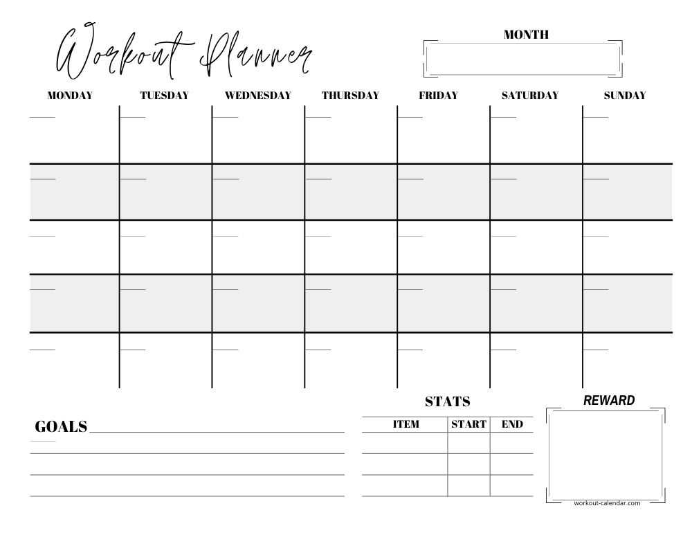 workout tracker printable