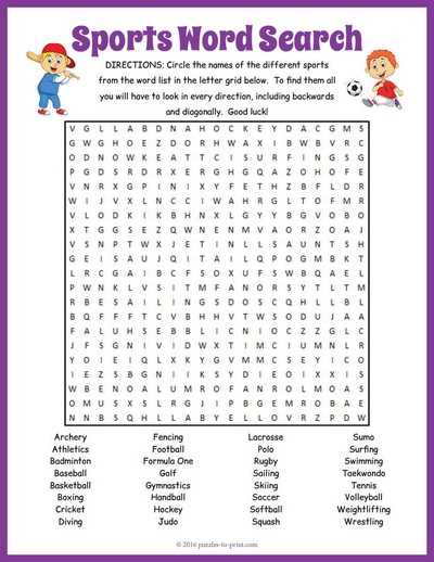 word search puzzles sports printable
