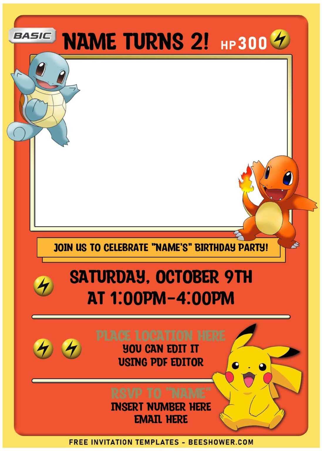 free pokemon printable birthday invitations