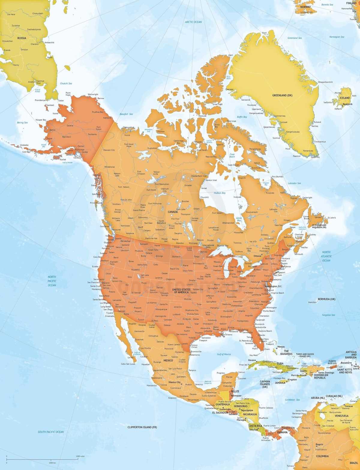 north america printable map