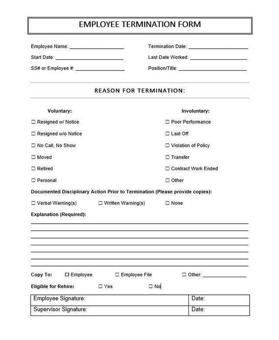 free printable employee termination form free printable employee termination form