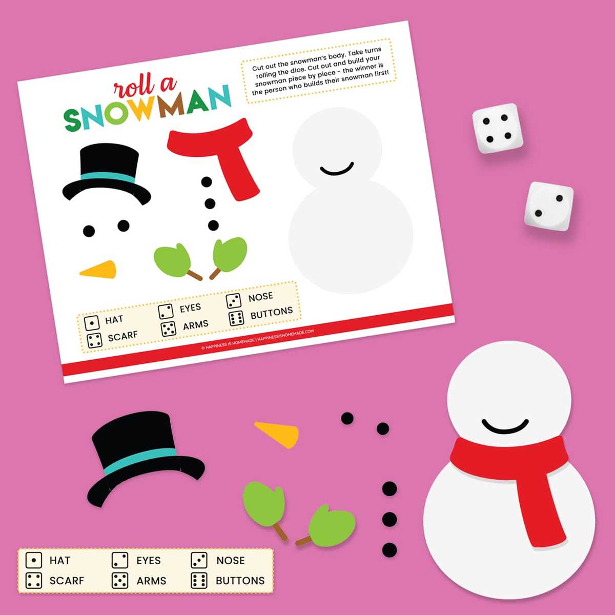 roll a snowman printable free roll a snowman printable free