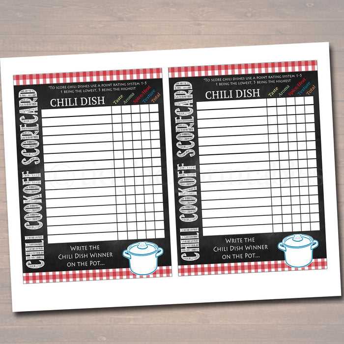 free chili cook off printables