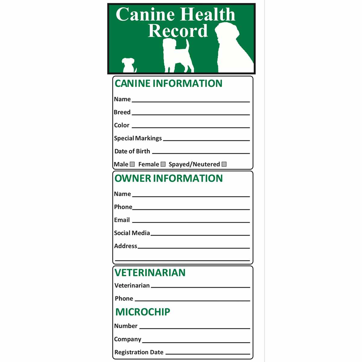 printable puppy shot record