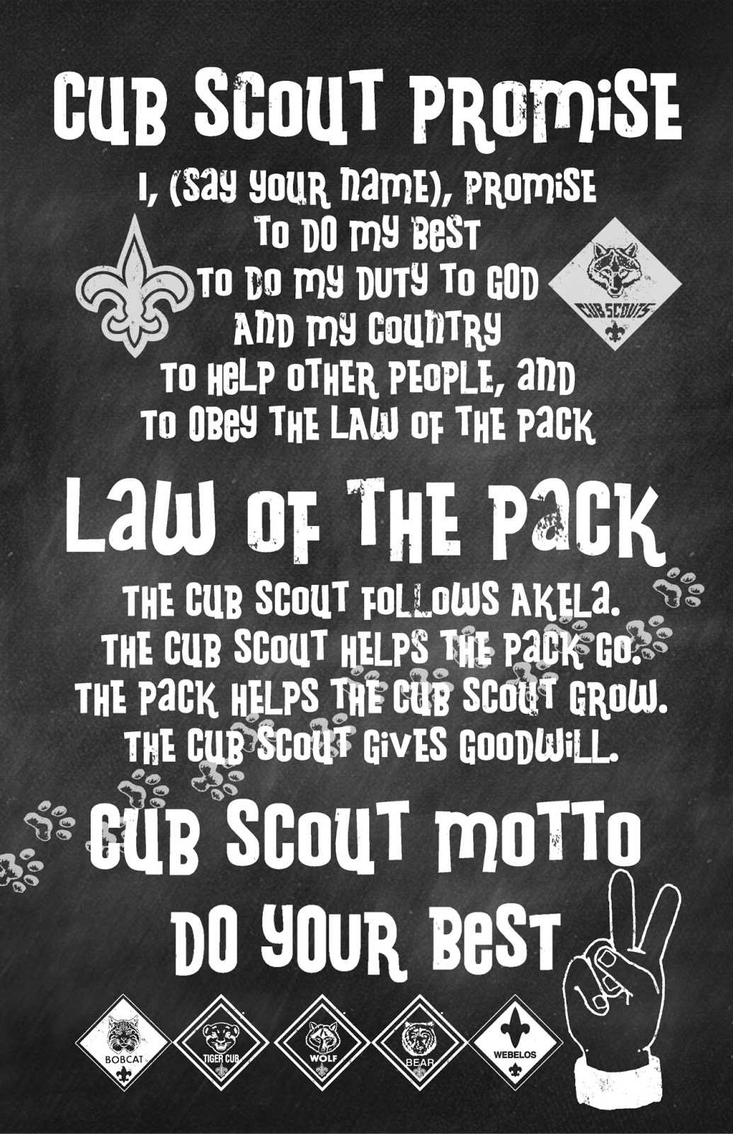 cub scout oath and law printable