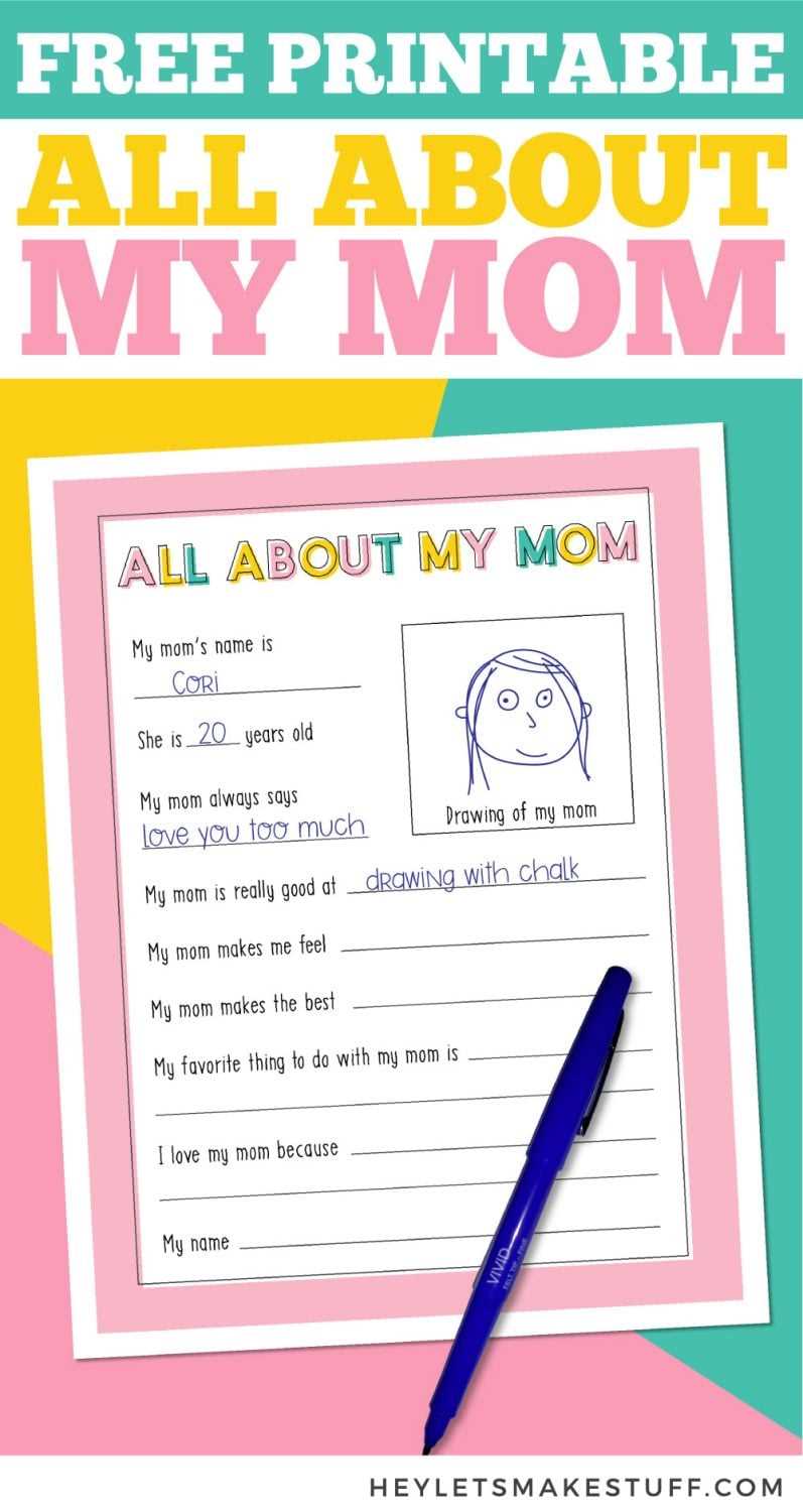 about my mom printable free