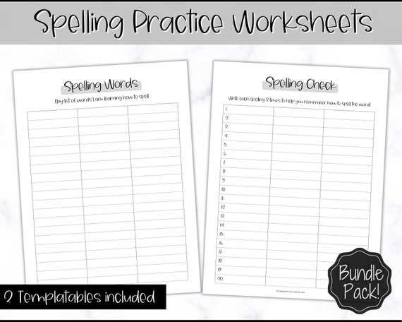 spelling printable worksheets