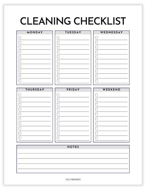 daily cleaning checklist printable