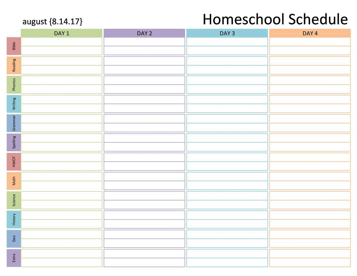 homeschool schedule printable