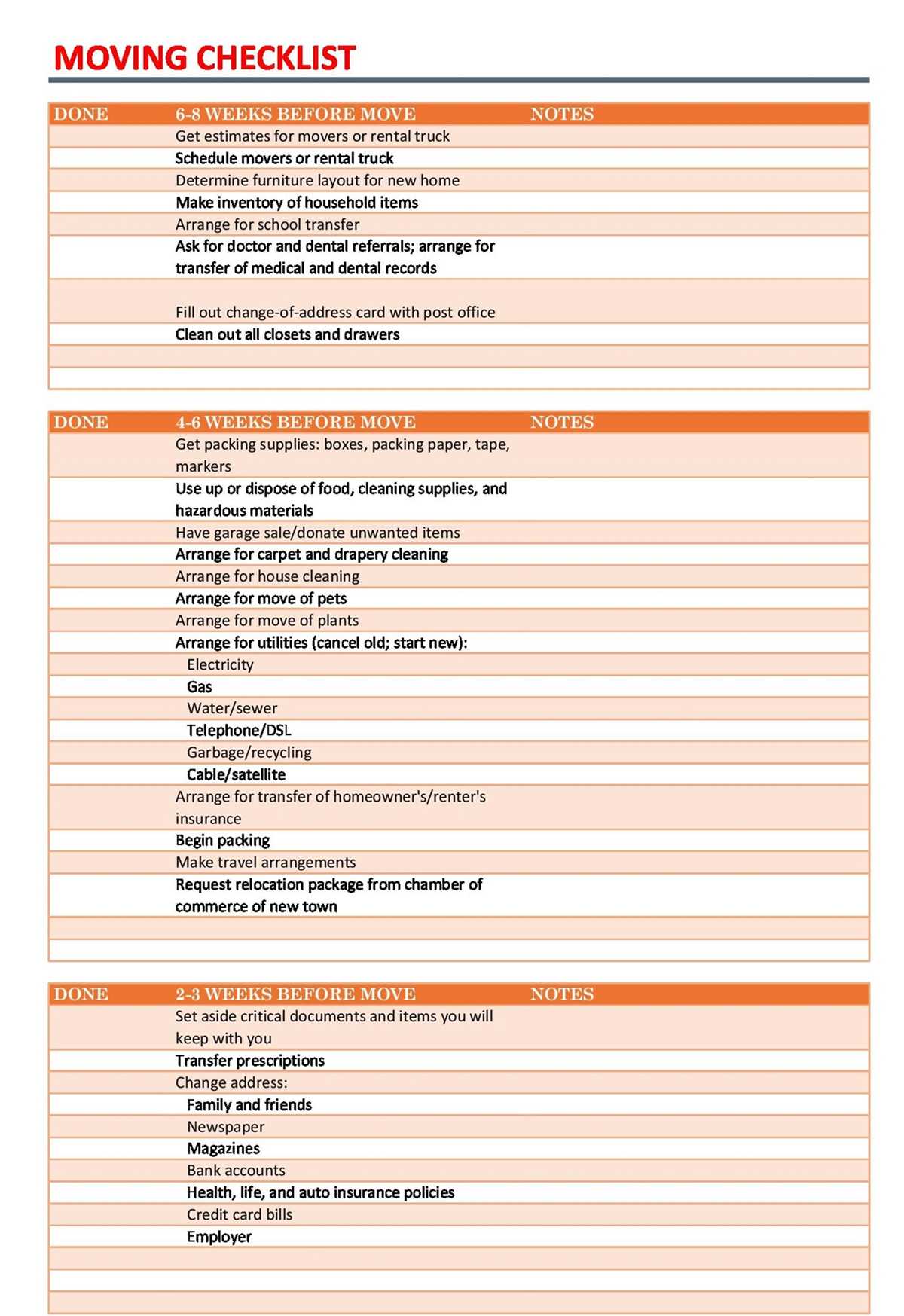printable checklist for moving into a new house