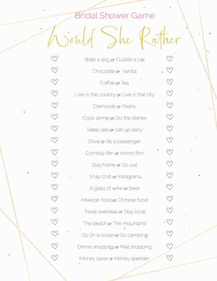 bridal shower game printables bridal shower game printables