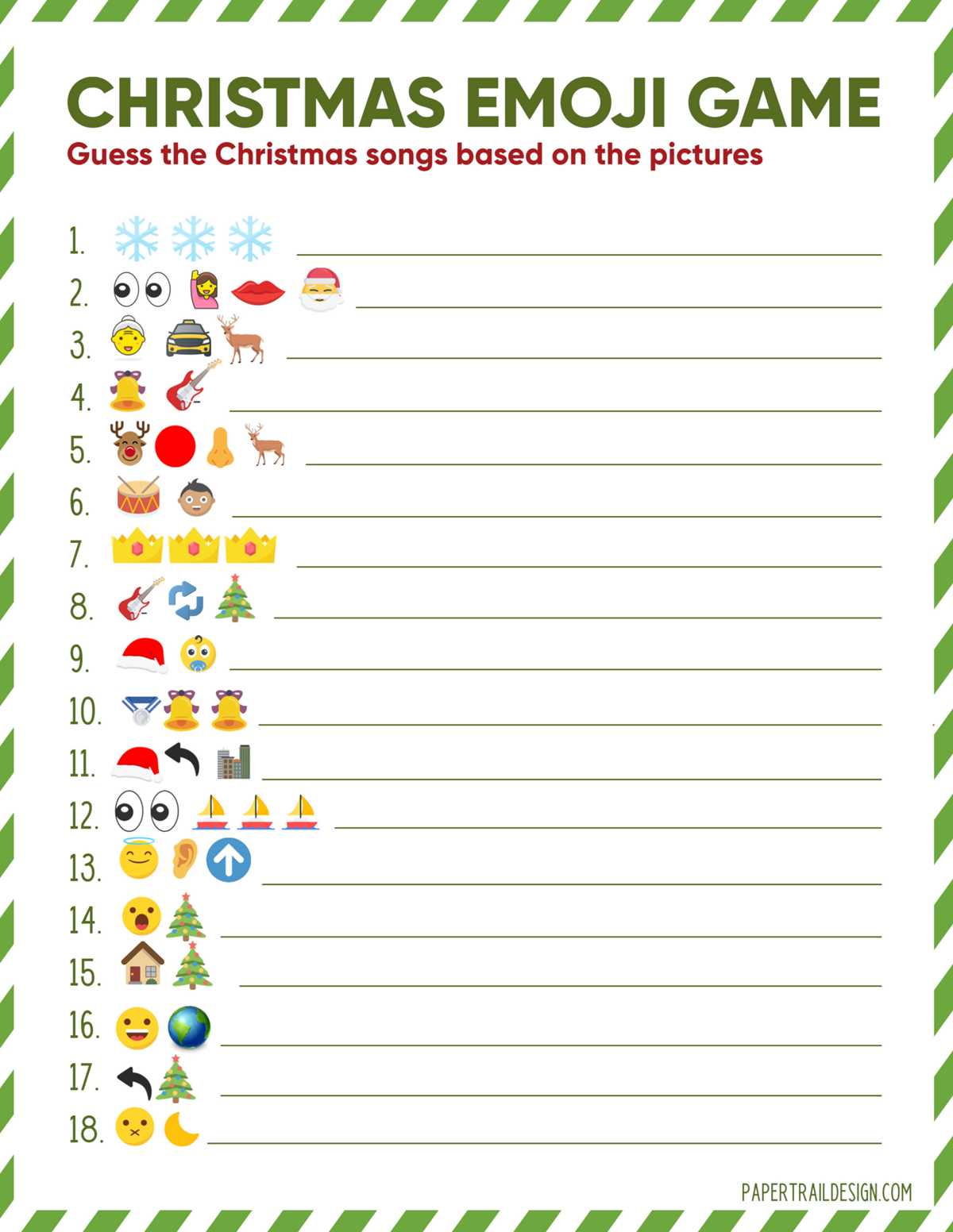 christmas song games printable free