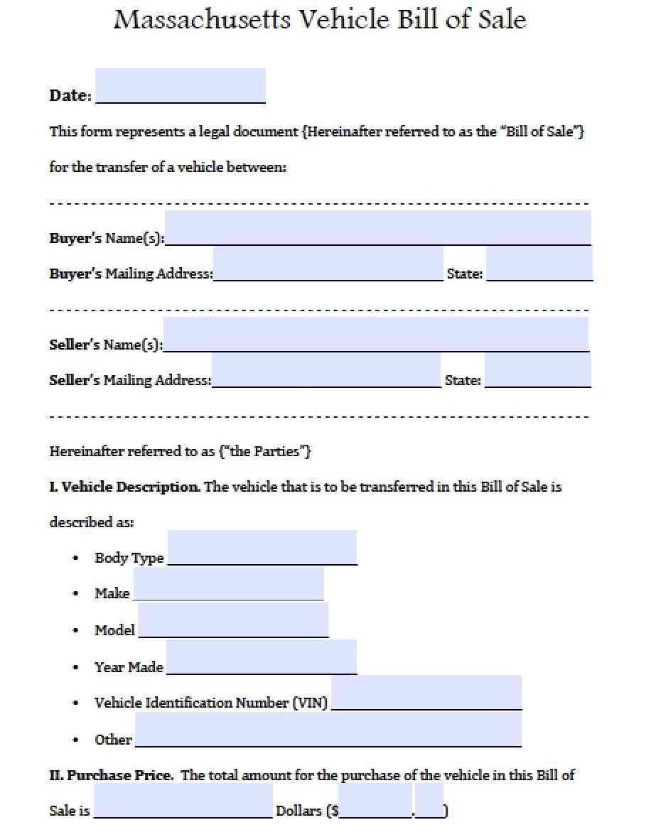 printable bill of sale massachusetts printable bill of sale massachusetts