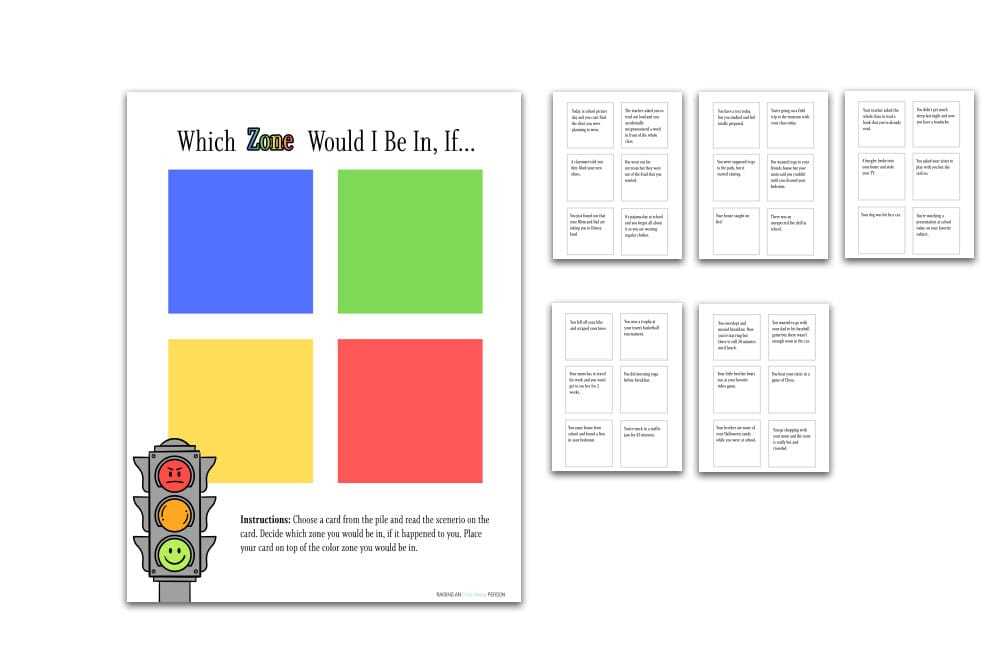 zones of regulation printables zones of regulation printables