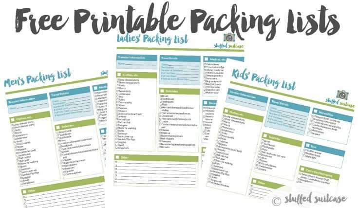 printable packing list for vacation