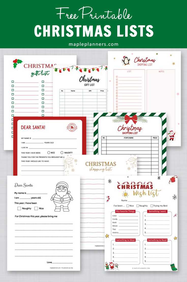 free printable christmas present list free printable christmas present list