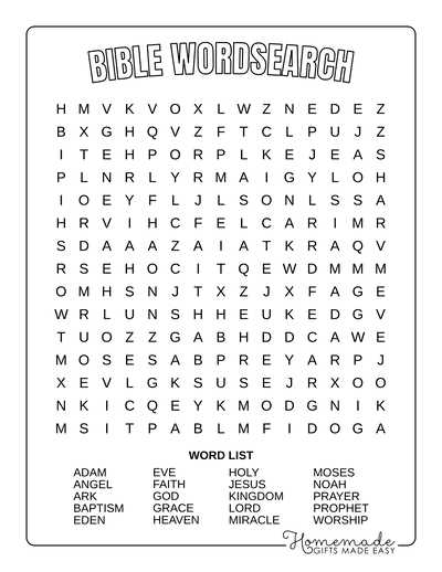 biblical word search printable