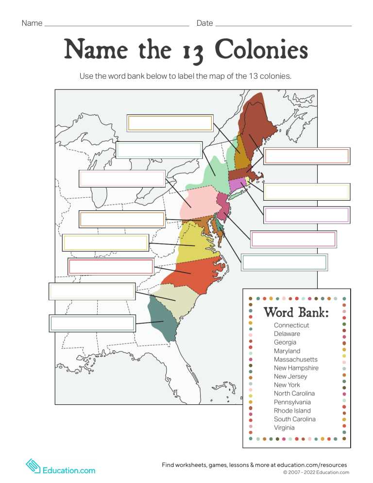 printable map of the thirteen original colonies